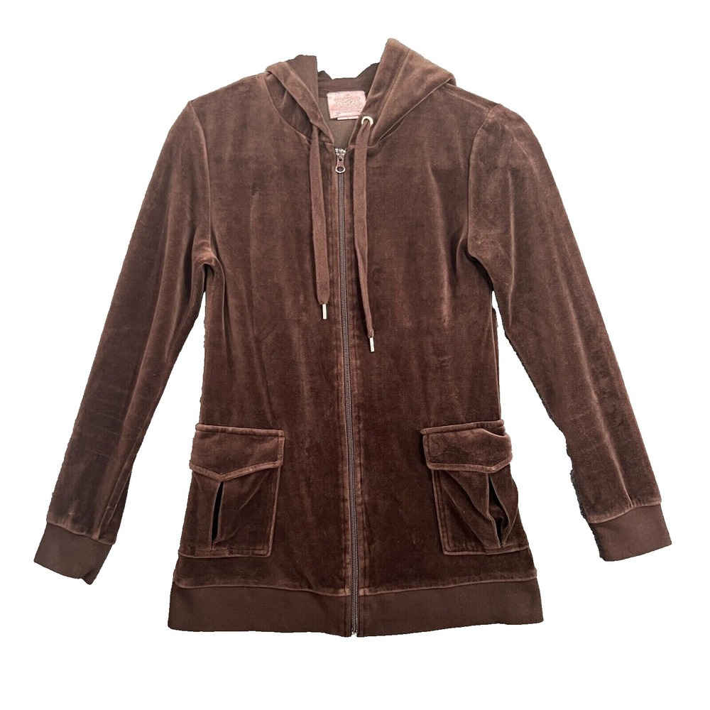 Sarah Johnson Track Jacket Womens S Velour Long Longline Hoodie Y2K McBling
